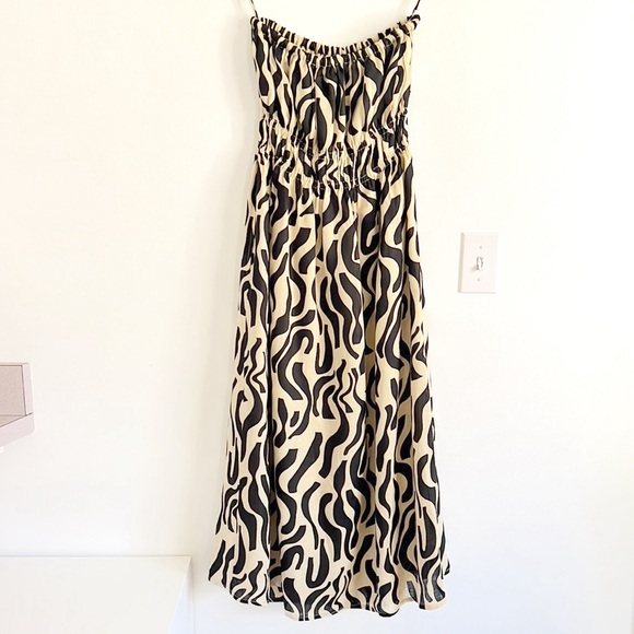 Faithfull The Brand Contessa Strapless Shirred Printed Linen Midi Dress NWT - Picture 8 of 16